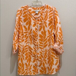 Rachel Zoe linen tunic, size 1X, orange and peach color.